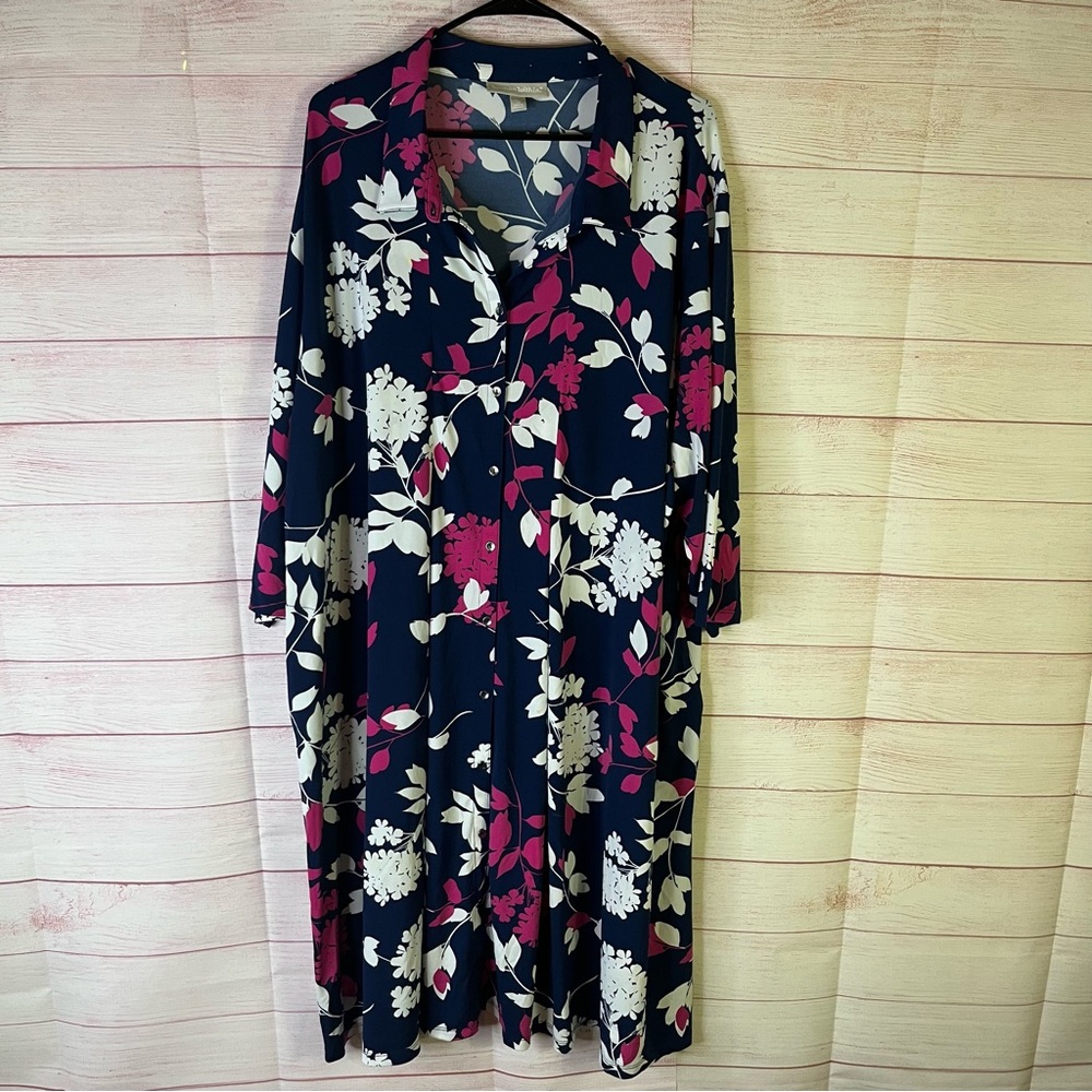 Woman Within Floral Button Front Shirt Dress Size 3X | 30/32